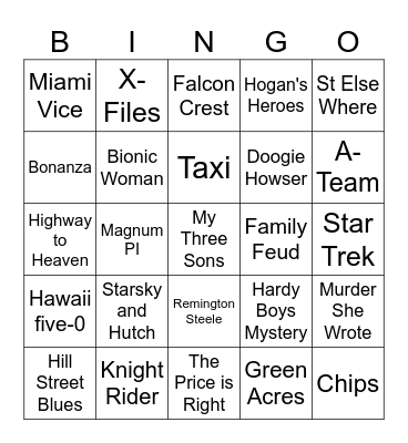 Instrumental TV Theme Bingo Card