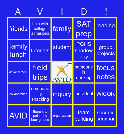 AVID Bingo Card