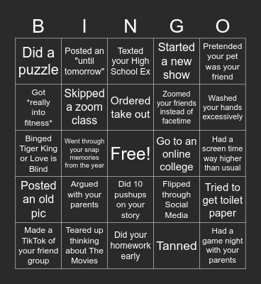 QUARANTINE BINGO Card