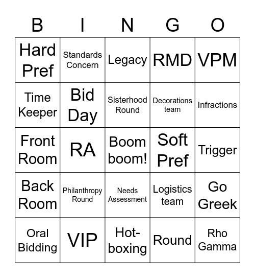 Recruitment Bingo Card