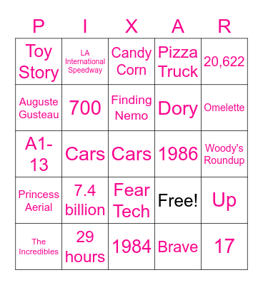 Disney Trivia Bingo Card