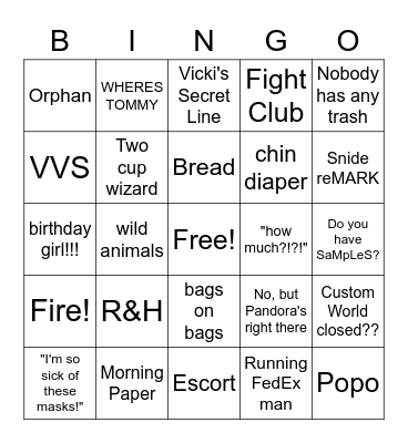 Mall Bingo! Bingo Card