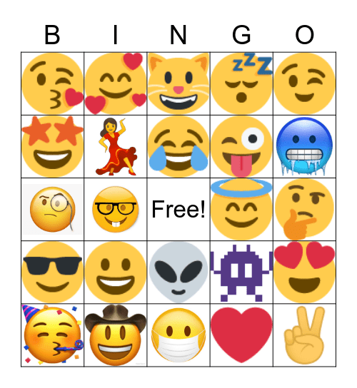 EMOJI Bingo Card