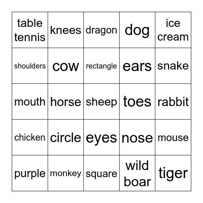 Let's Try 1　Review Bingo Card