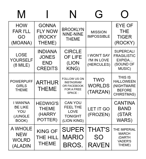 MINGO AT THE CHAMBER R2 Bingo Card