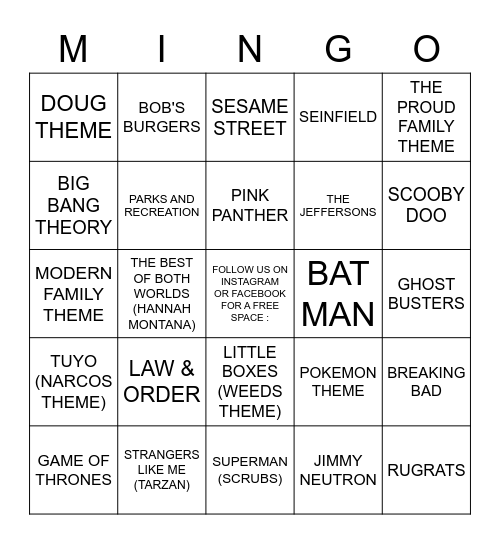 MINGO AT THE CHAMBER R1 Bingo Card