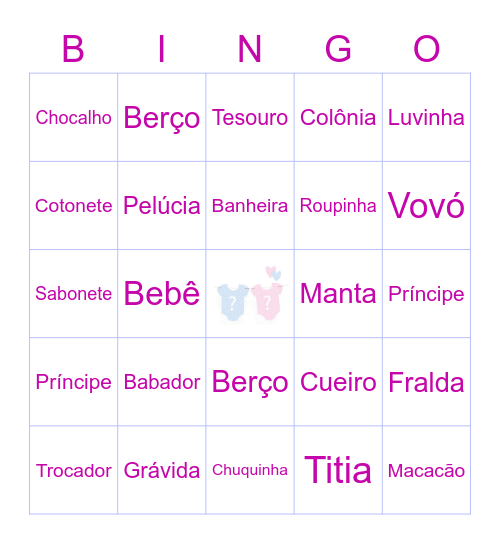 BINGO DO BEBÊ Bingo Card