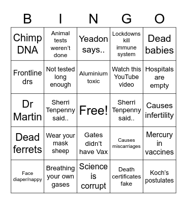 Covidiot AV Bingo Card