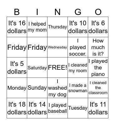 Review Bingo Card