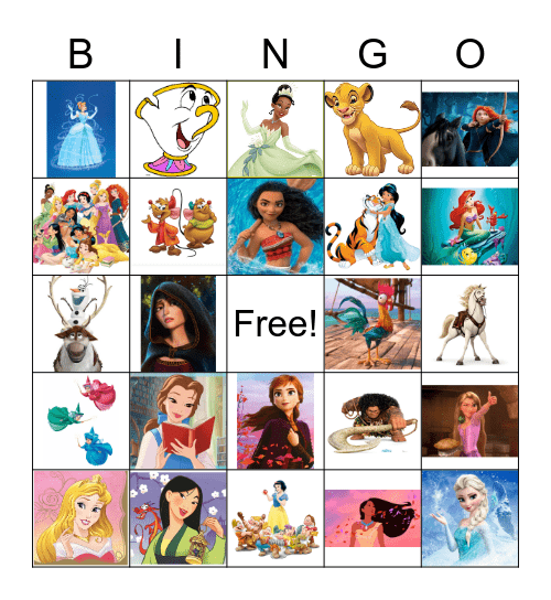 Disney (mostly princess) Bingo Fun! Bingo Card