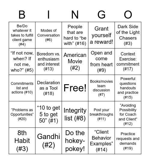 MoPA Bingo! Bingo Card