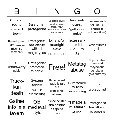 I/TMG/RE Bingo Card