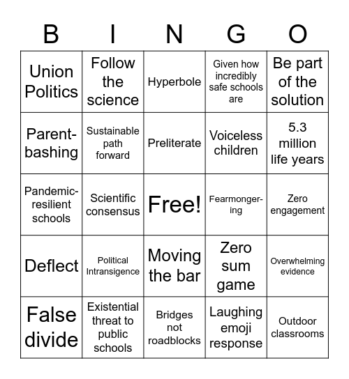 Obvious Bingo Card