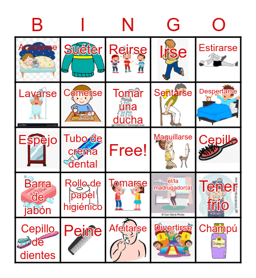 Una rutina diferente Bingo Card