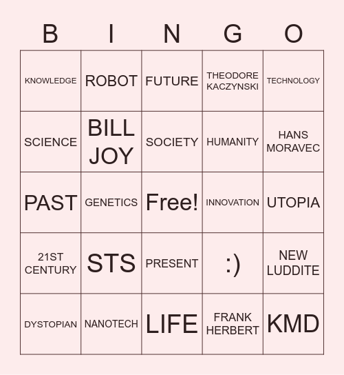 STS Bingo Card