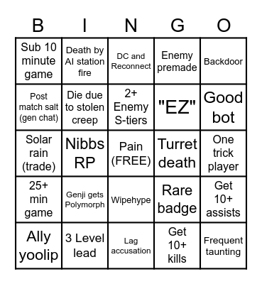 Soloq Bingo Card