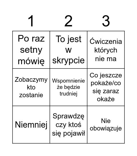 Podstawa mechaniki płynów Bingo Card