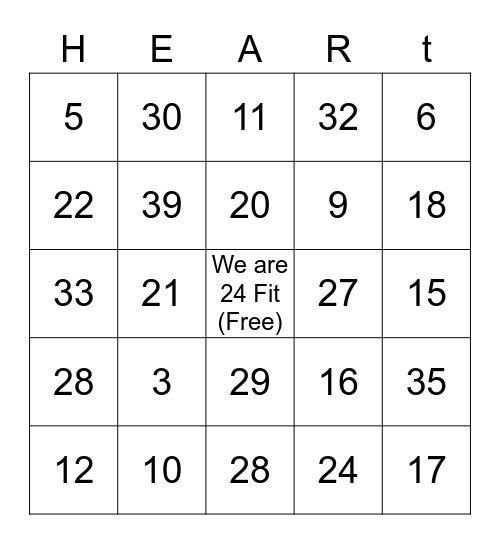 Herbalife Heart Health Month Bingo Card