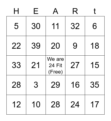 Herbalife Heart Health Month Bingo Card