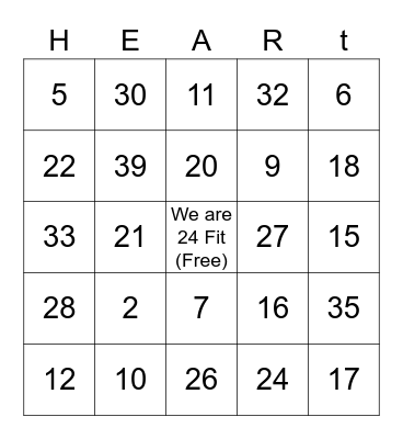 Herbalife Heart Health Month Bingo Card