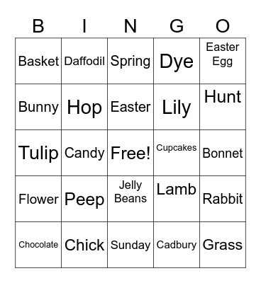 Easter Bingo Card