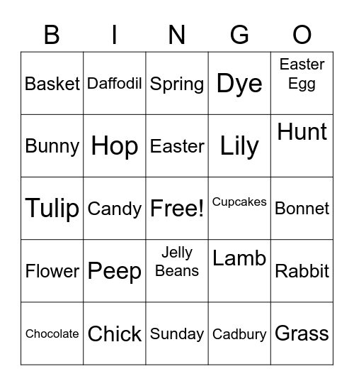 Easter Bingo Card