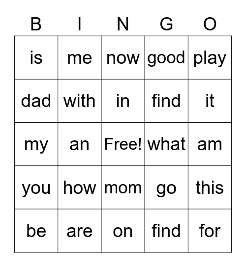 Blue & Green Bingo Card
