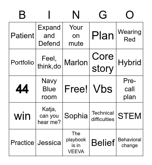 POP BINGO - Day 1 Bingo Card