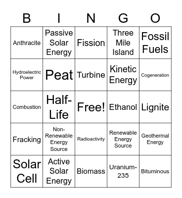 APES Vocab Bingo Card