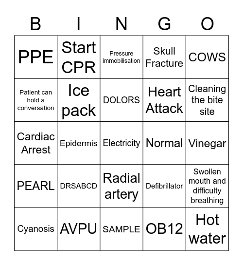Term 1 Bingo Card