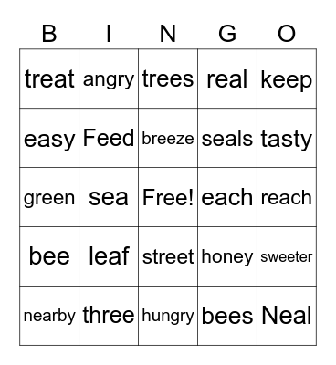 ee sound bingo Card