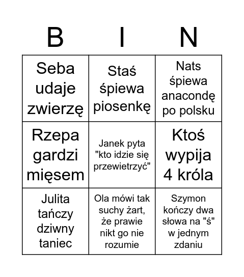 Svet Bingo Card