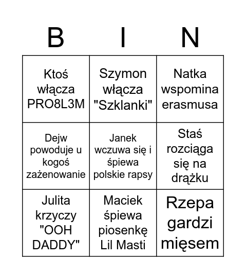 Seba Bingo Card