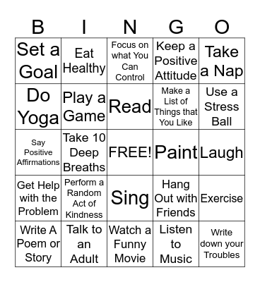 COPING SKILLS BINGO Card