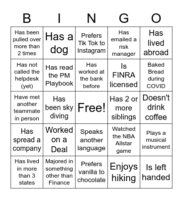 PM Getting to Know You Bingo Card