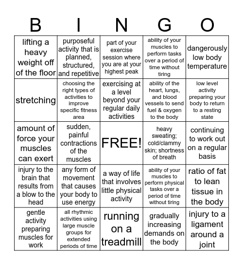 CH 12 Health Review Bingo Card