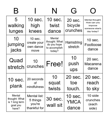 First Things First Class Starter Bingo Card