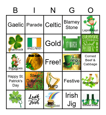 St. Patrick's Day Bingo Card