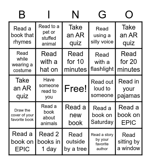 Center Grange Reading Challenge! Bingo Card