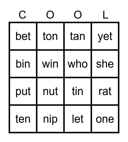 7PC Numbers Bingo Card