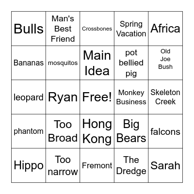 Bingo Per. 3/7 Bingo Card