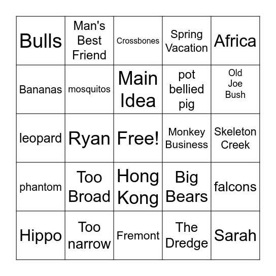 Bingo Per. 3/7 Bingo Card