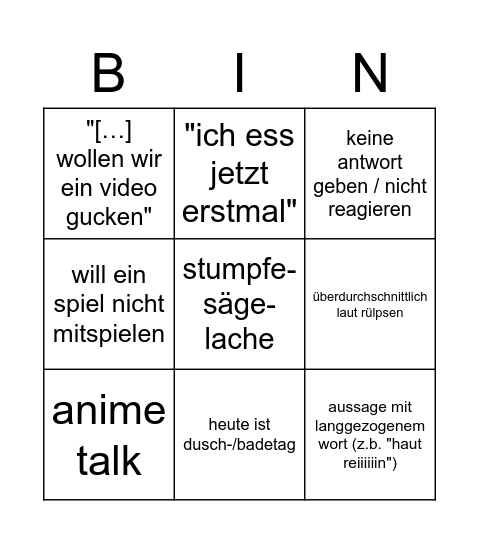 Jan Bingo Card