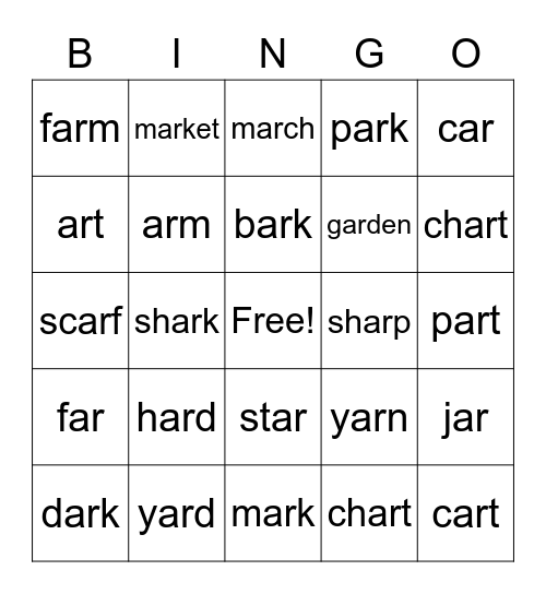 -ar Bingo Card
