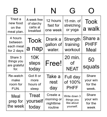 April Challenge Bingo Card