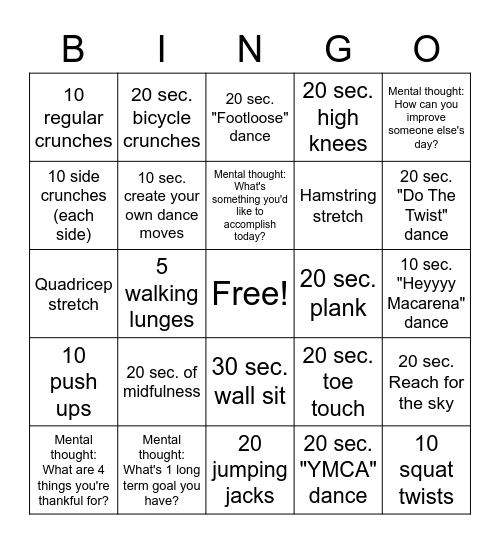 Mrs. Wing's Brain Starters Bingo Card