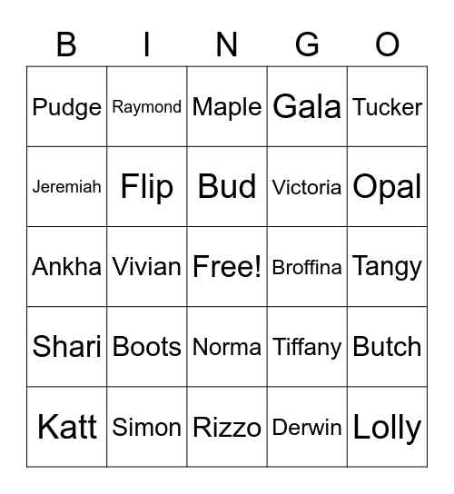 Animal Crossing Bingo Card