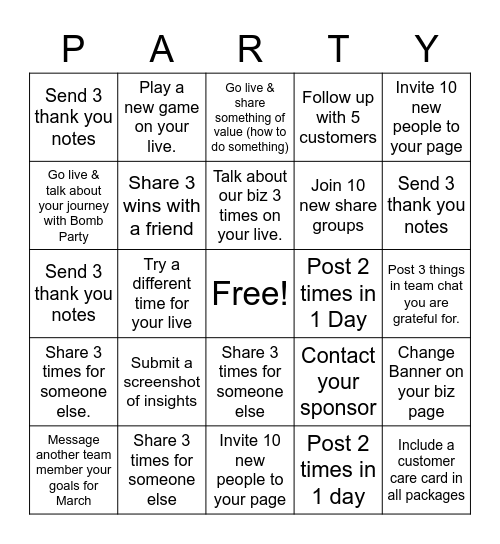 Bomb Party Bingo Card