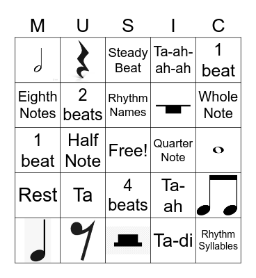 Rhythm Bingo Card