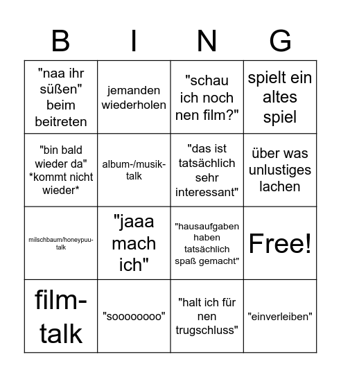Basti Bingo Card